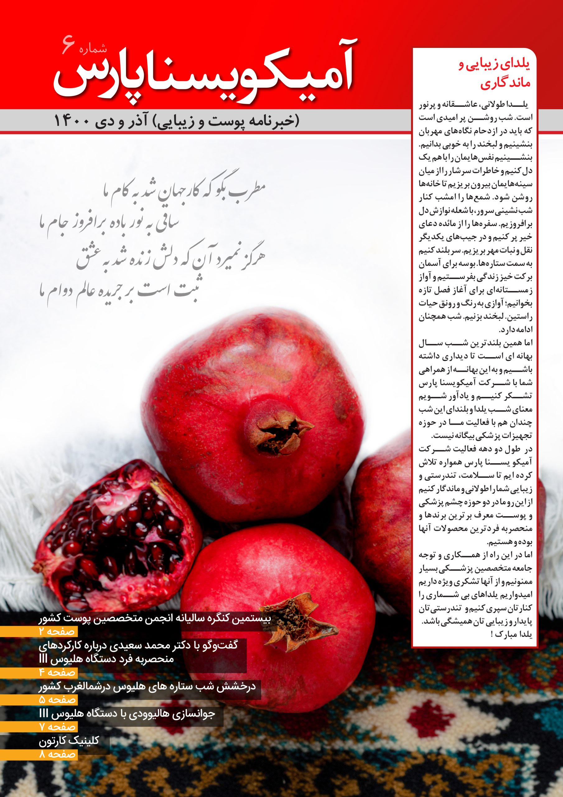خبرنامه پوست و زیبایی  آریا یسنا پارس